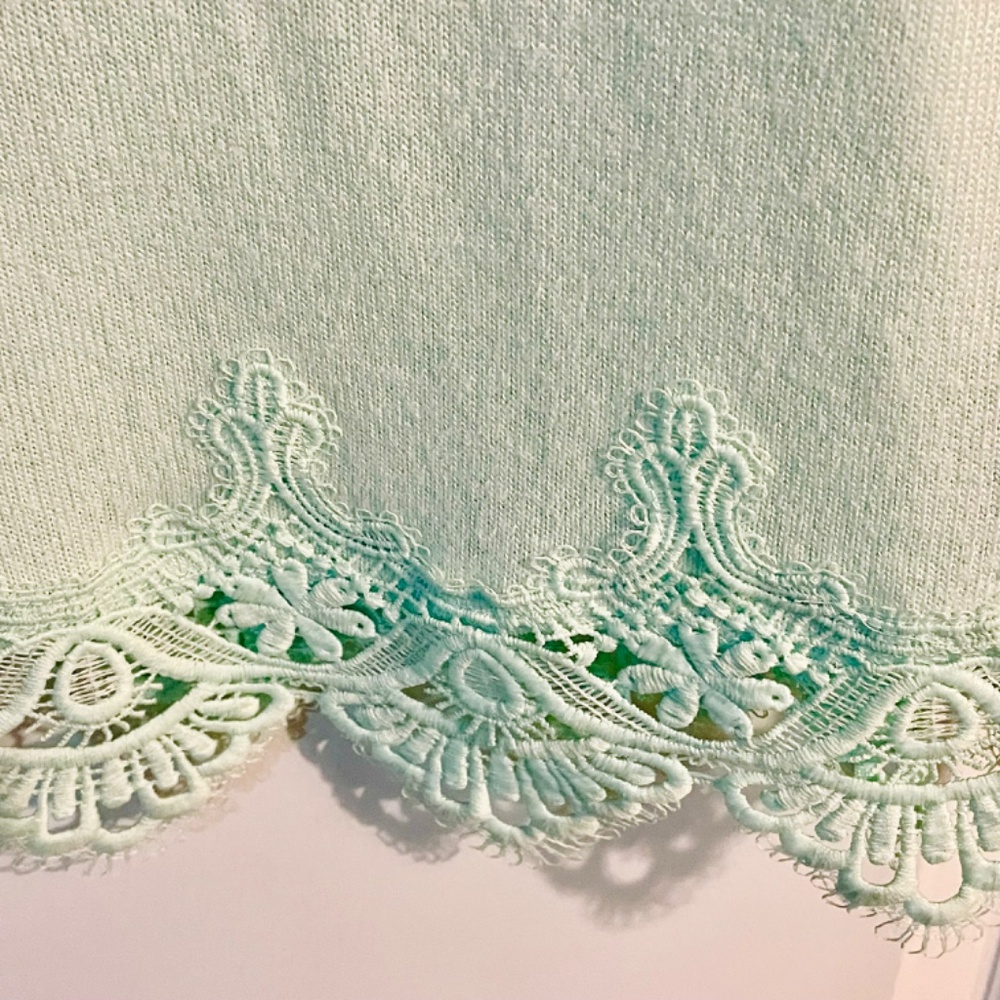 Soft  Surroundings Mint Green Olivia Lace Hem Tunic Sweater Top, Si… - Picture 5 of 16